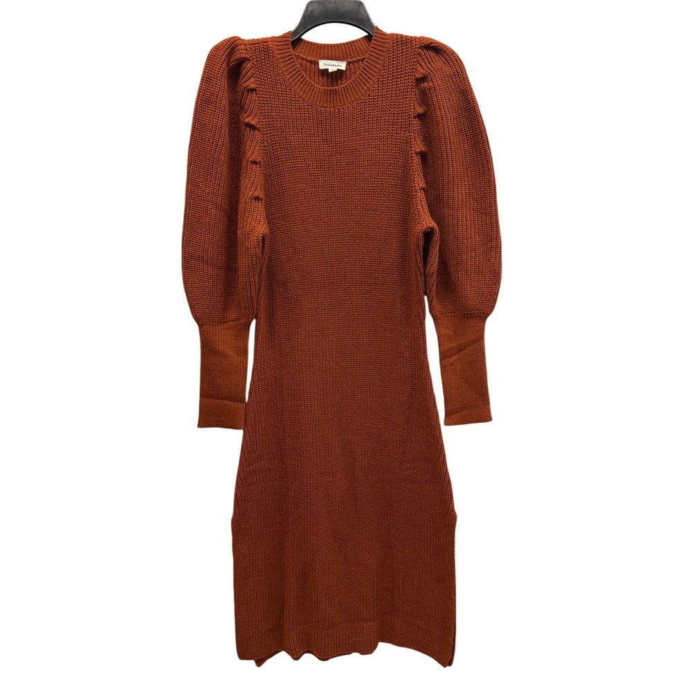 SUGARLIPS XS MaxiDress Lafayette Chocolate Mutton Sleeve Knit Sweater Midi Dress